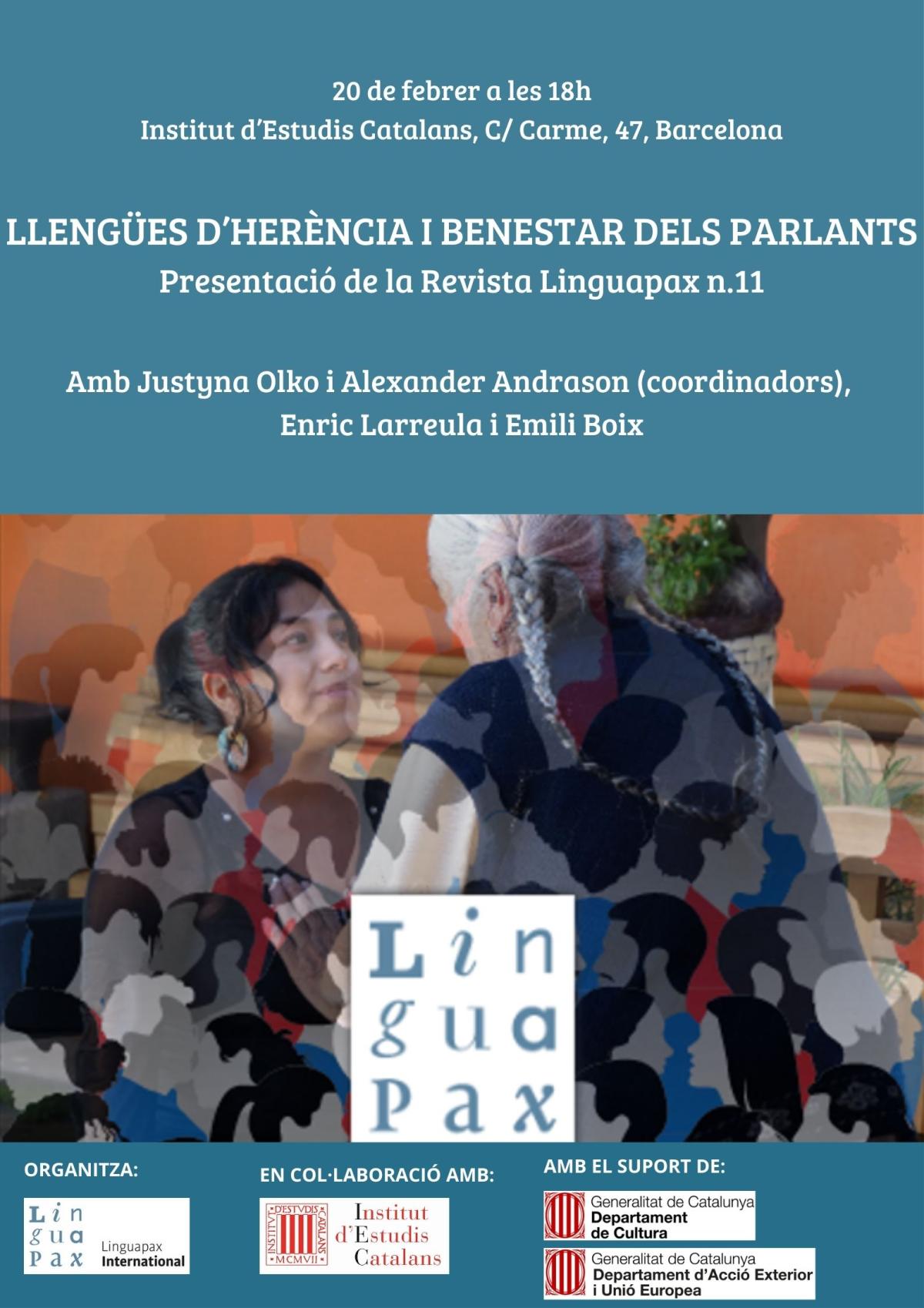 Cartell presentació esdeveniment "Llengües d'herència i benestar dels parlants"