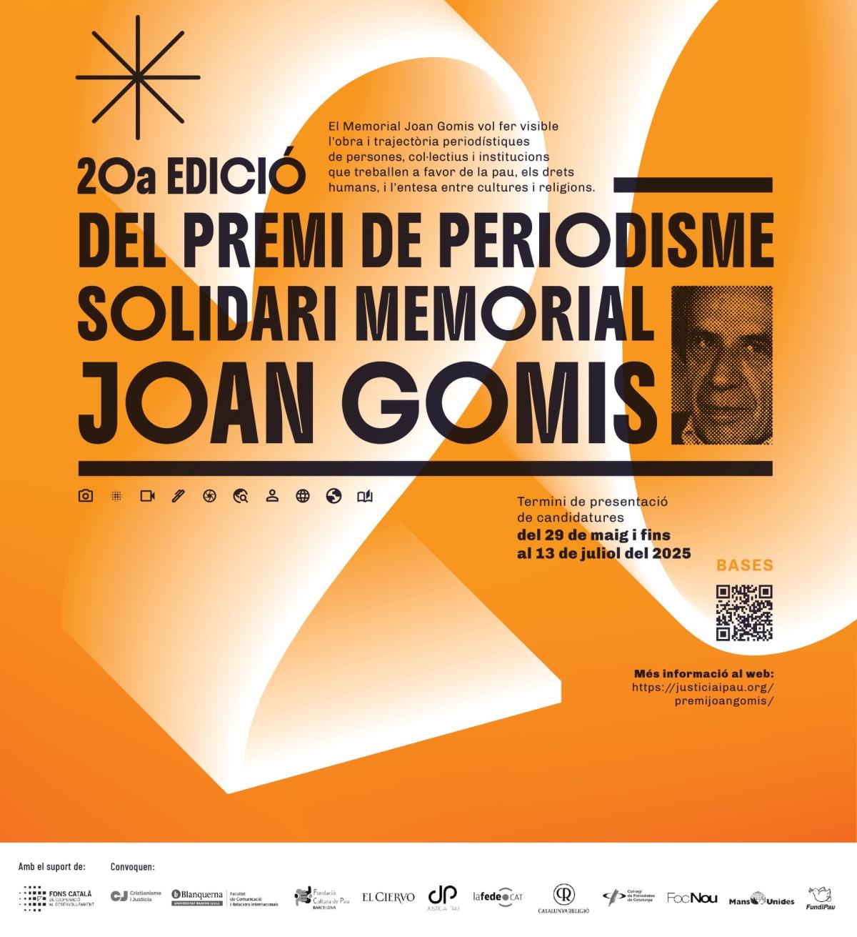 Cartell de la 20a edició del Premi de Periodisme Solidari Memorial Joan Gomis